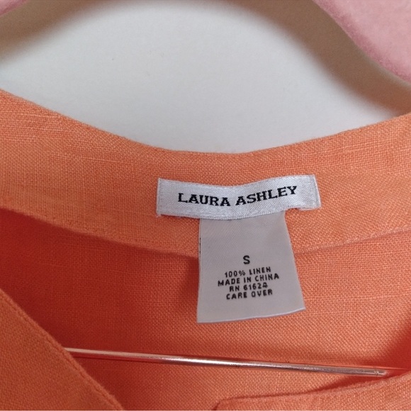 Laura Ashley Orange 100% Linen Sleeveless Button Front Vest Blouse Size Small - Picture 6 of 8